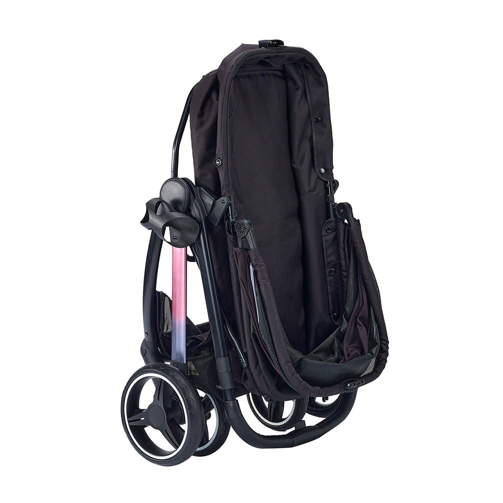 Ibiyaya Retro Luxe Pet Stroller for Cats & Dogs, Prism Black