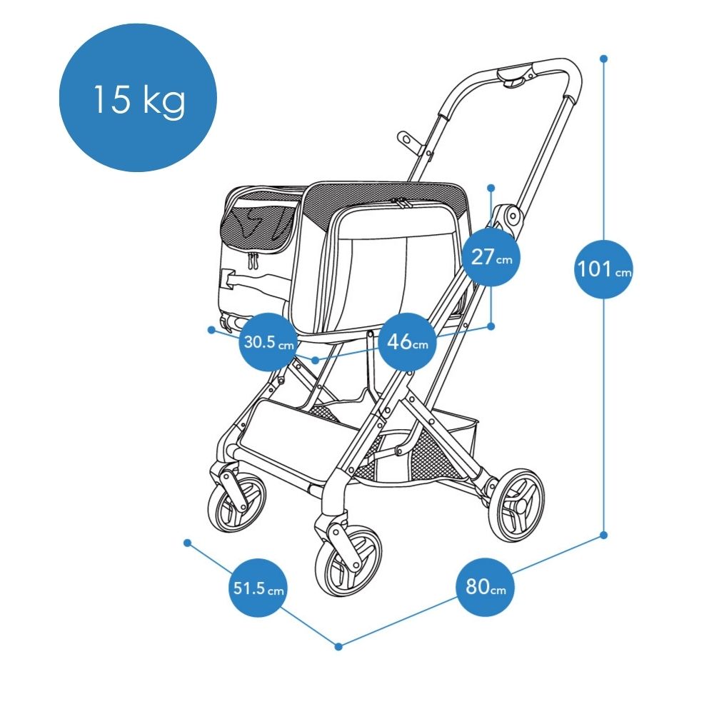Ibiyaya JetPaw 3-in-1 Pet Stroller with Removable Airline Carrier