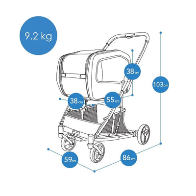Ibiyaya NeoRider Multipurpose Detachable Pet Stroller, Silver Mist