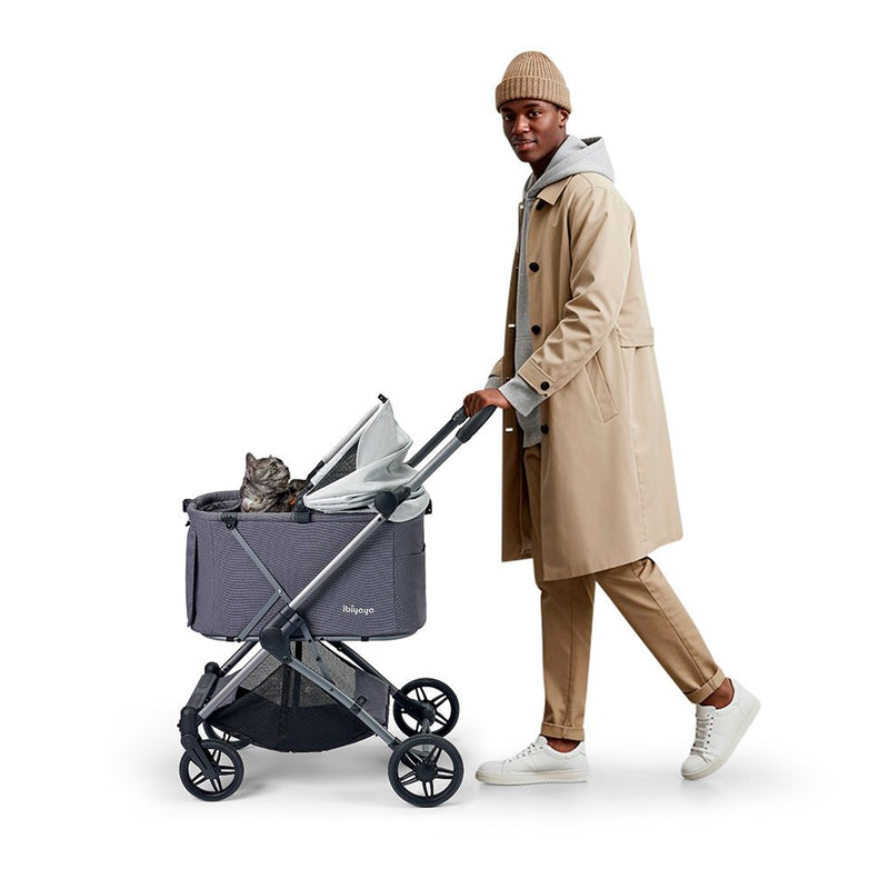 Ibiyaya Maxi Deep Carriage Pet Stroller, Twin Grey