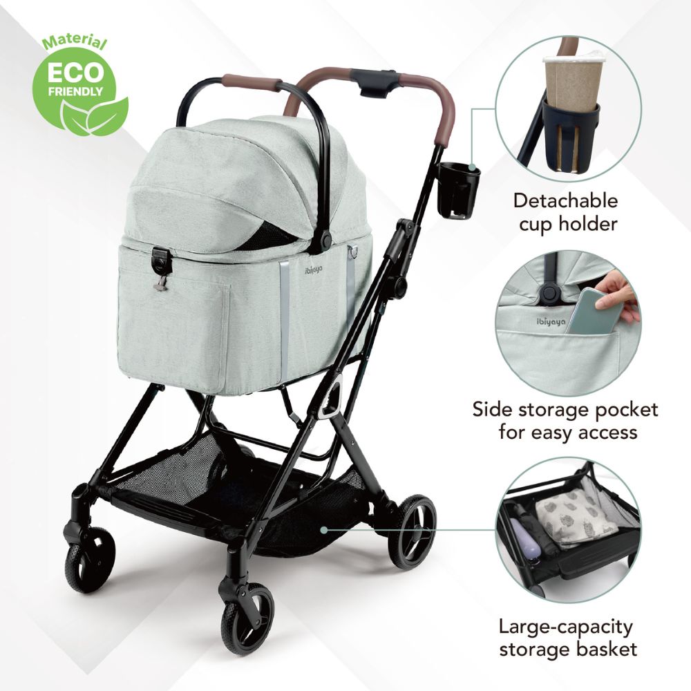 Ibiyaya Tinker Small Detachable Pet Stroller, Sage Green