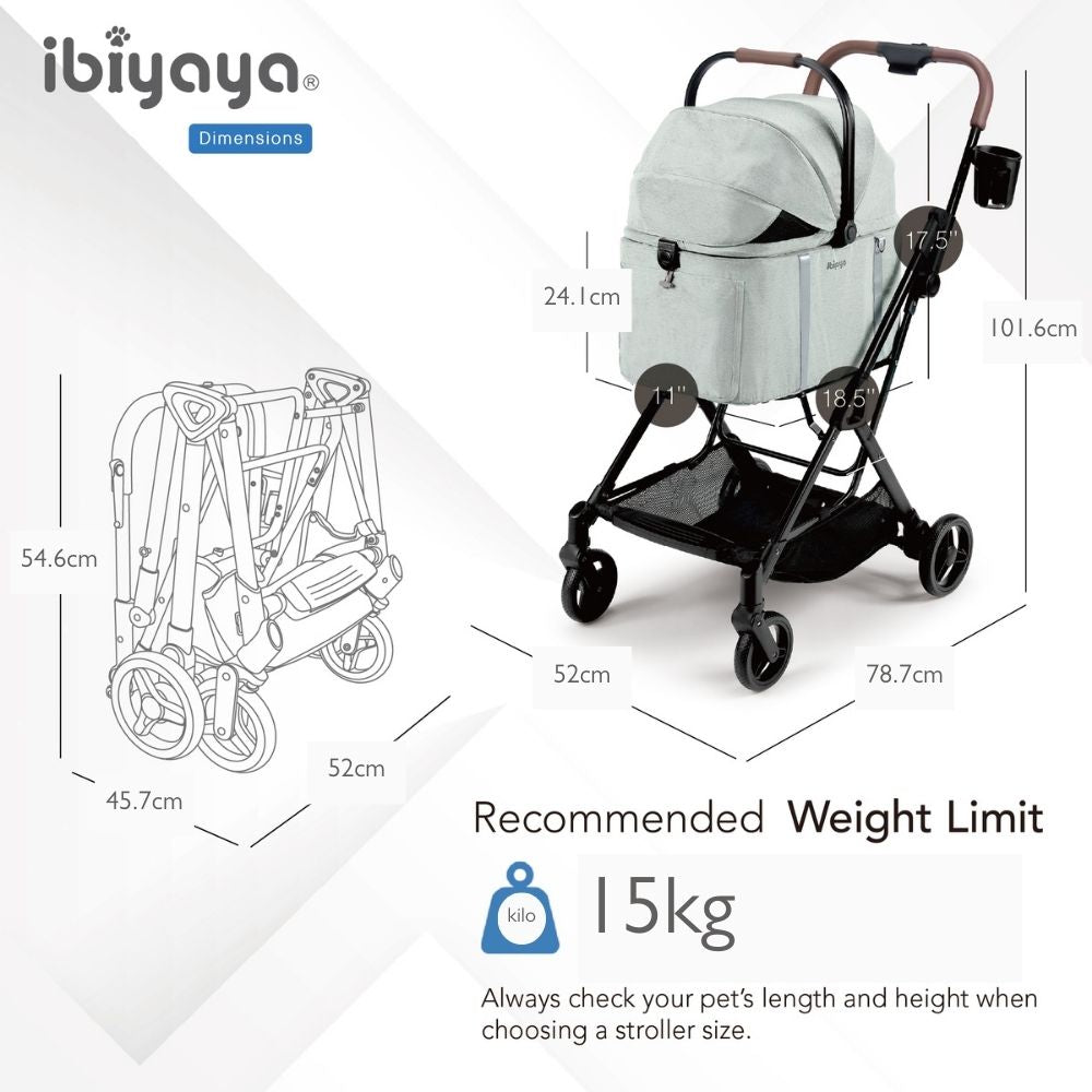 Ibiyaya Tinker Small Detachable Pet Stroller, Sage Green