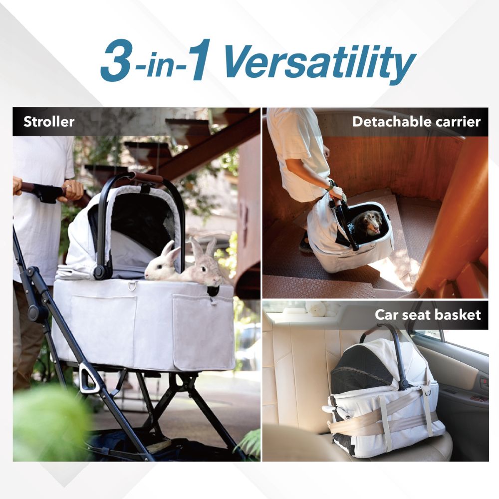 Ibiyaya Tinker Small Detachable Pet Stroller, Silver Grey
