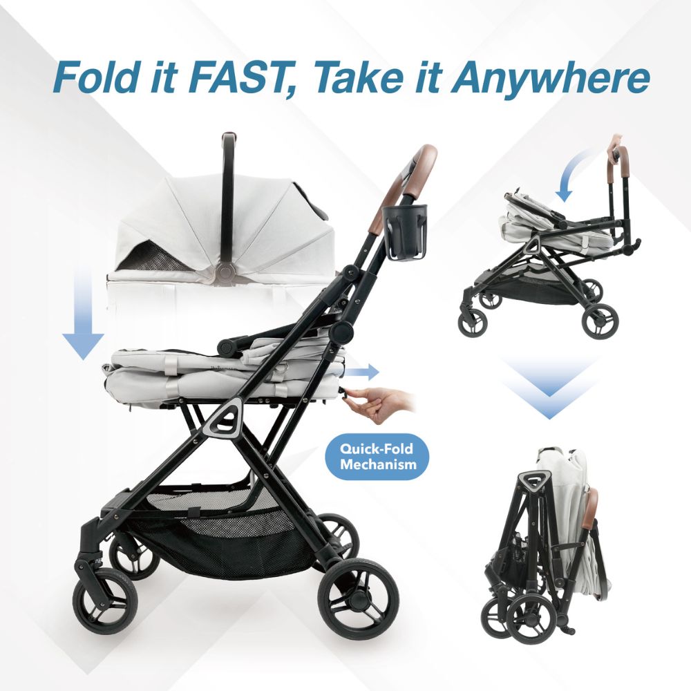 Ibiyaya Tinker Small Detachable Pet Stroller, Silver Grey