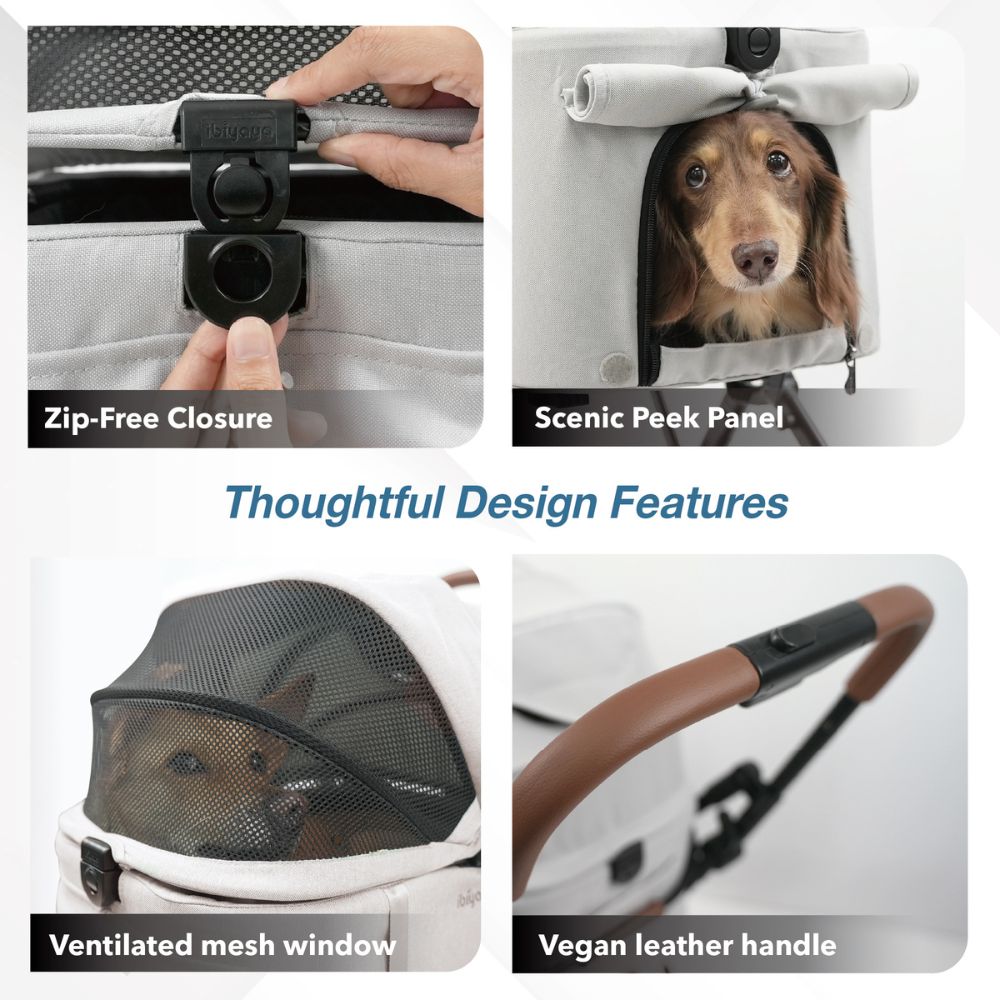 Ibiyaya Tinker Small Detachable Pet Stroller, Silver Grey