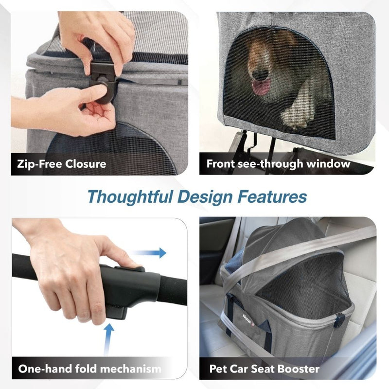 Ibiyaya Travois Tri-Fold Pet Travel System, Taupe Grey