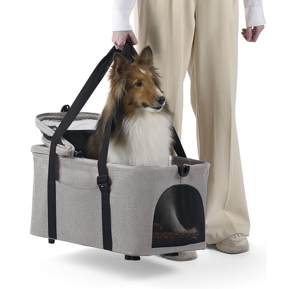 Ibiyaya Travois Tri-Fold Pet Travel System, Taupe Grey