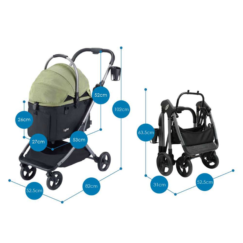 Ibiyaya Lyte 3-in-1 Detachable Pet Stroller, Dusty Apricot