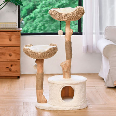 Michu Premium Real Wood Cat Tree, Large