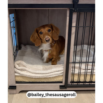 Sliding Door Wooden Dog Crate, Weathered Oak