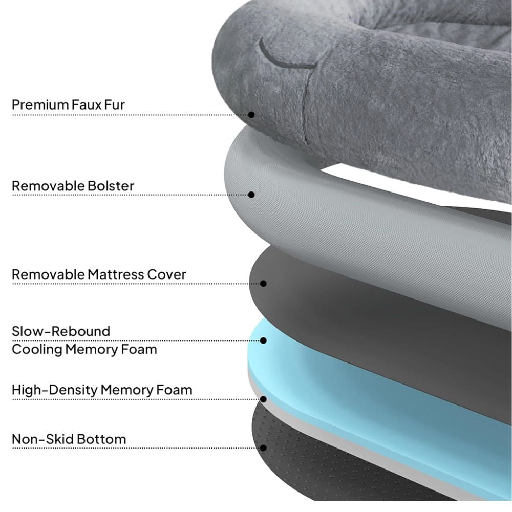 Comfort Plus Human Dog Bed, Dark Grey