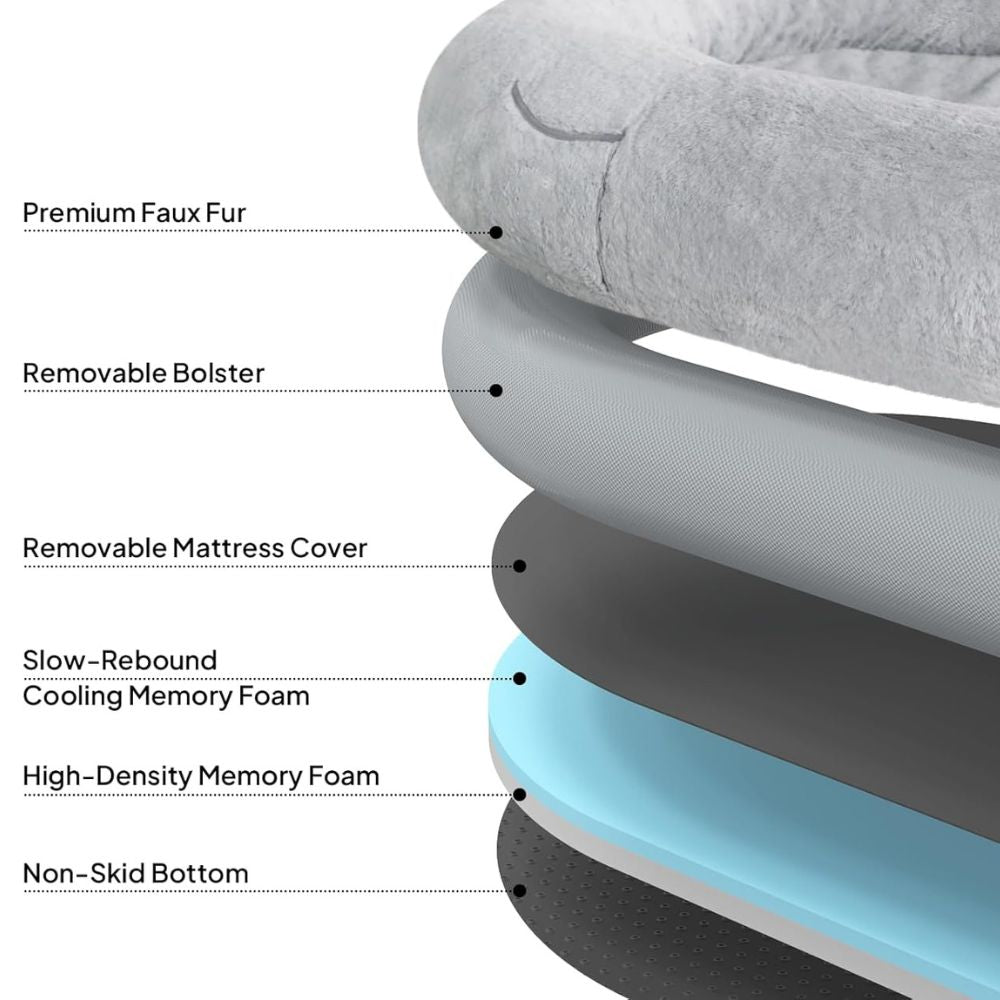 Comfort Plus Human Dog Bed, Light Grey