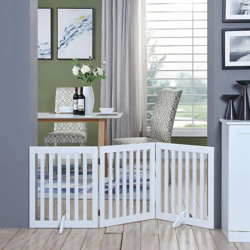 Three Panel Freestanding Dog Gate, White
