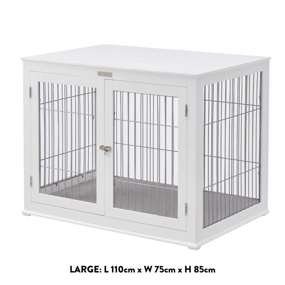 Solid Top Wooden Dog Crate, White