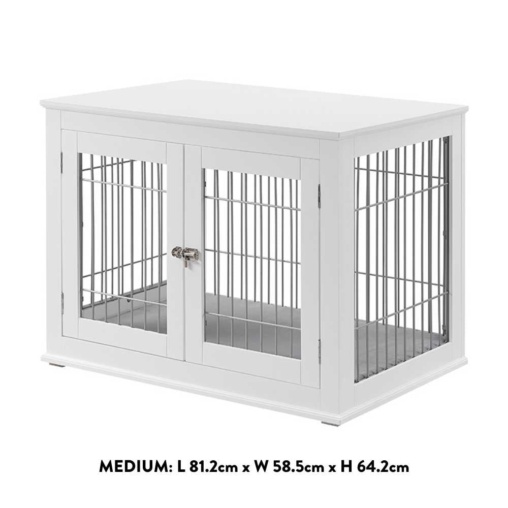 Solid Top Wooden Dog Crate, White