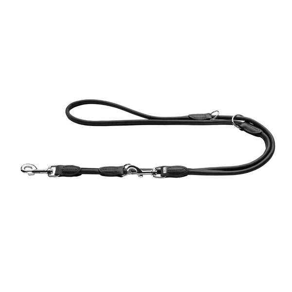 Hunter Rolled Soft Leather Dog Training Leash, Black Modern Pets