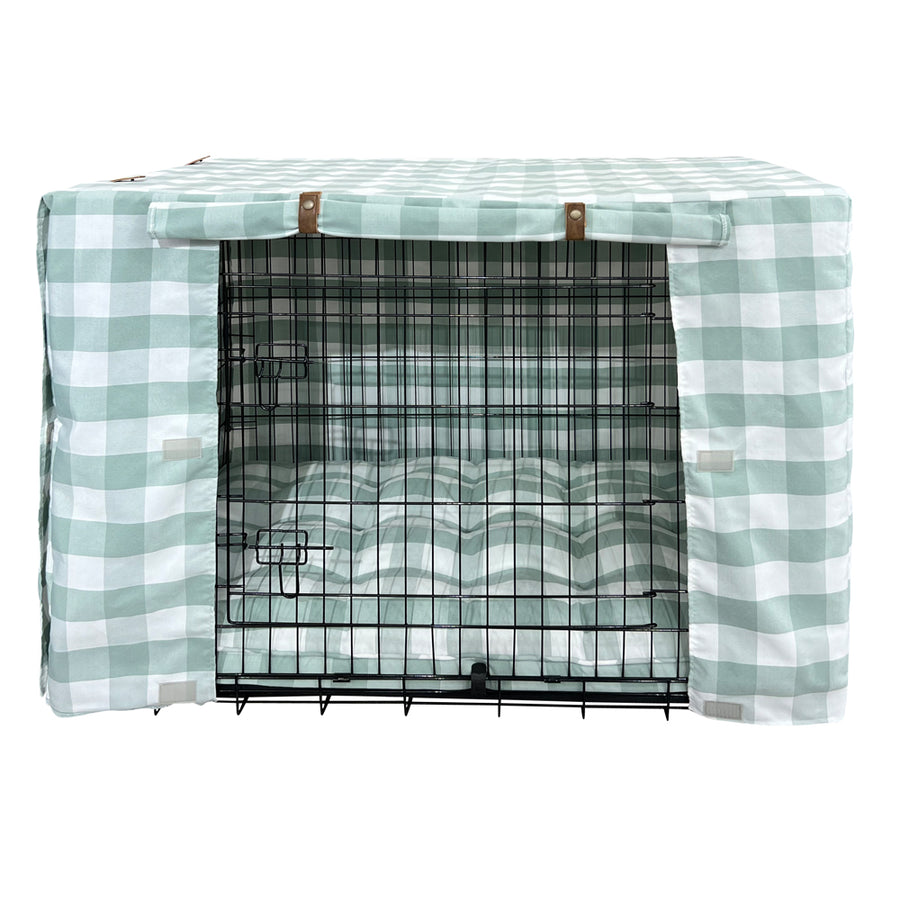 Premium Dog Crate Cover, Green Buffalo Check
