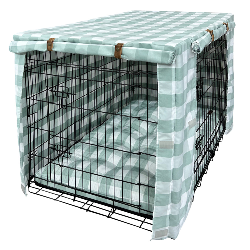 Premium Dog Crate Cover, Green Buffalo Check