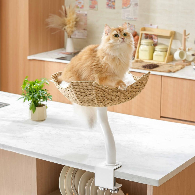 Michu DeskMate Desk-Mounted Cat Tree, White
