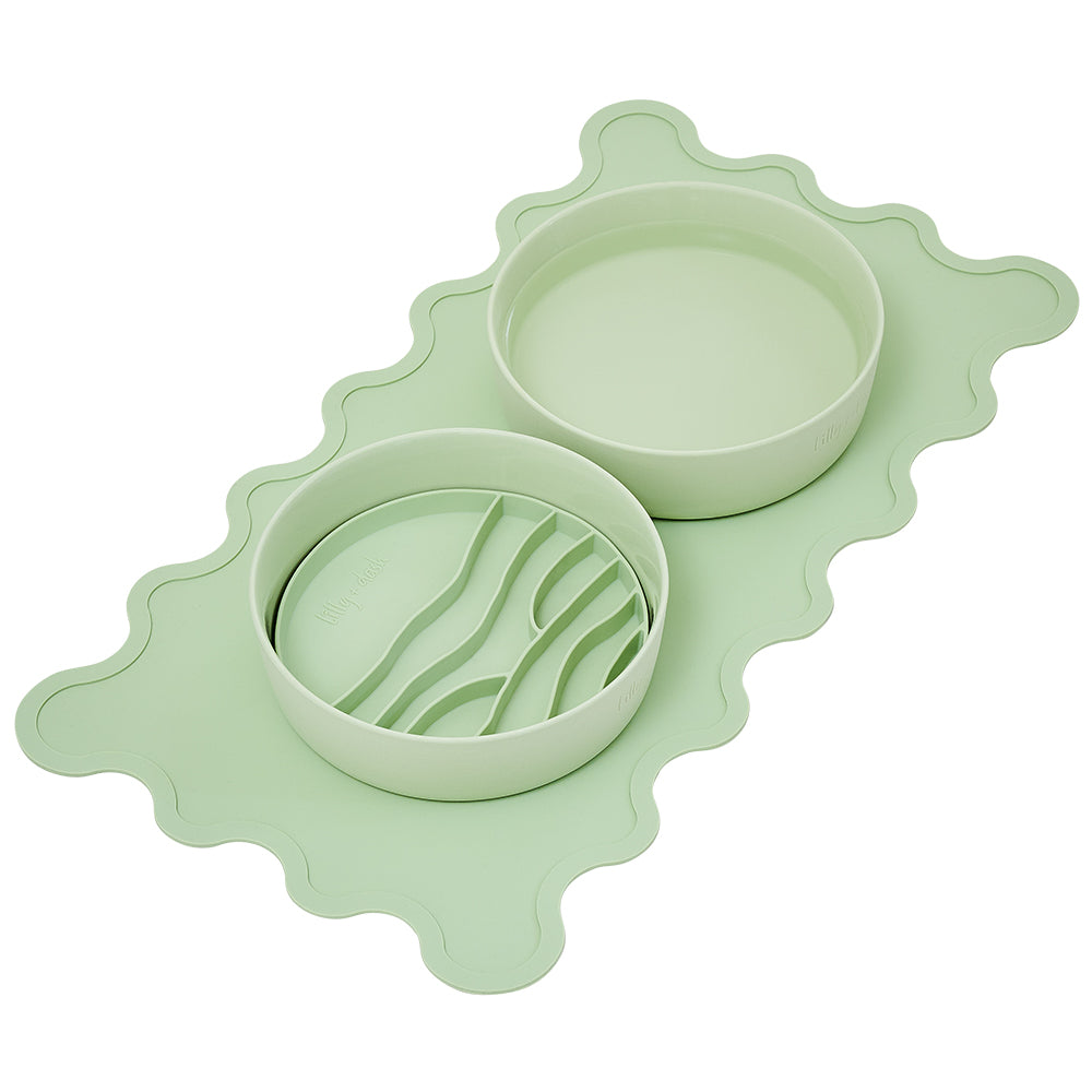 Wavy Edge Pet Feeding Mat, Mint