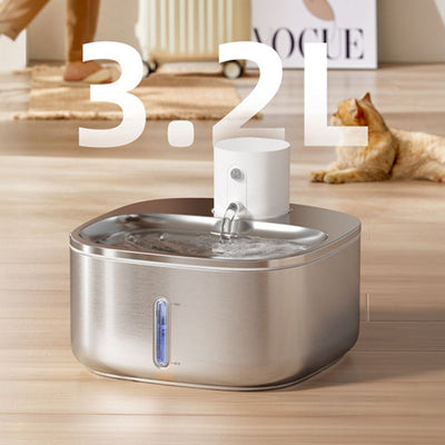 Cordless Sensor Pet Water Fountain, Stainless Steel