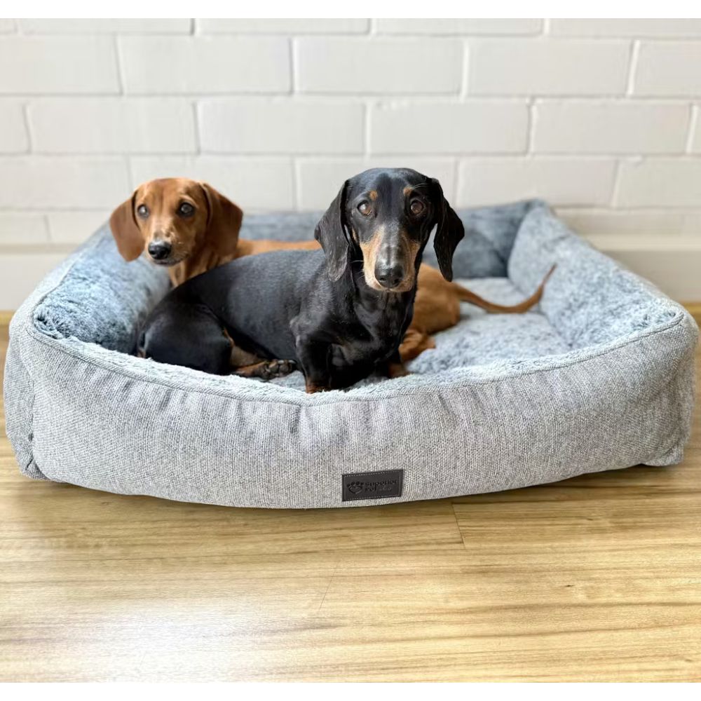 Orthopedic Dog Lounger Bed, Artic Faux Fur