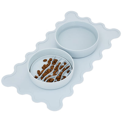 Wavy Edge Pet Feeding Mat, Sky