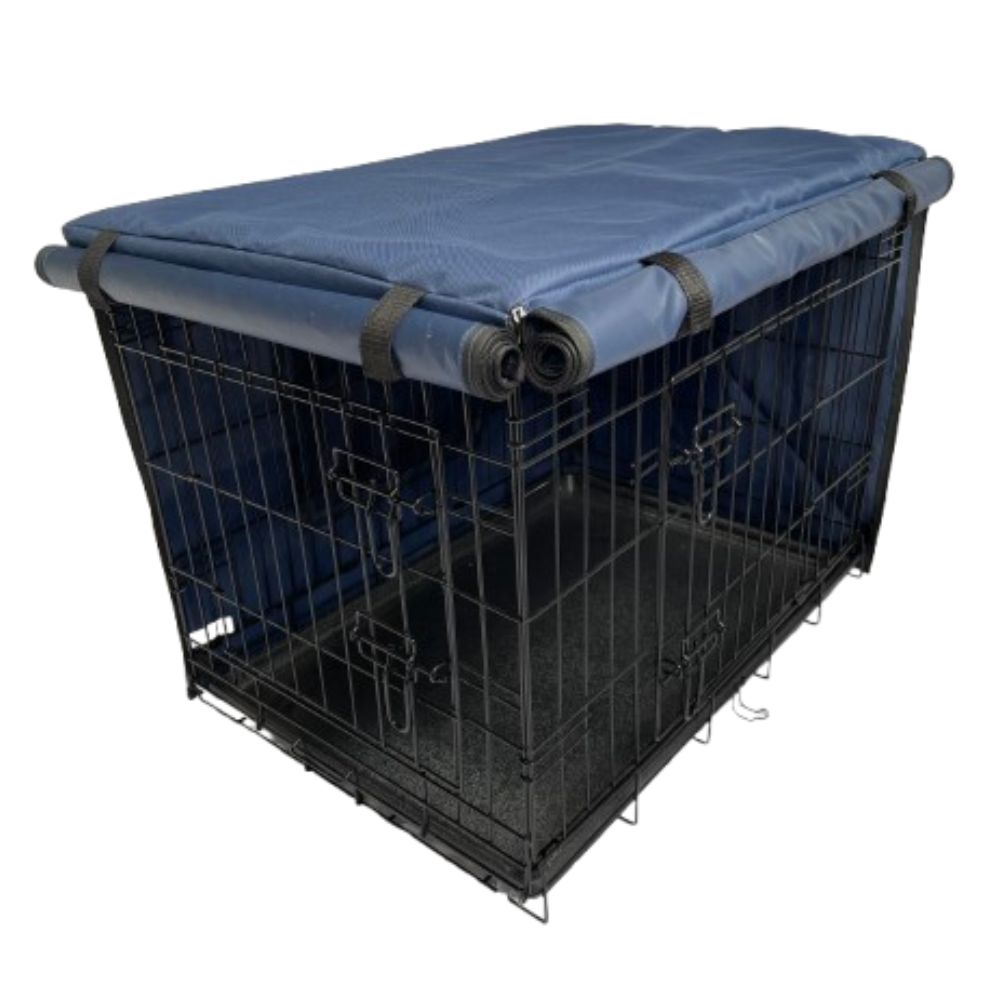 Dog Crate Cover with Windows, Blue