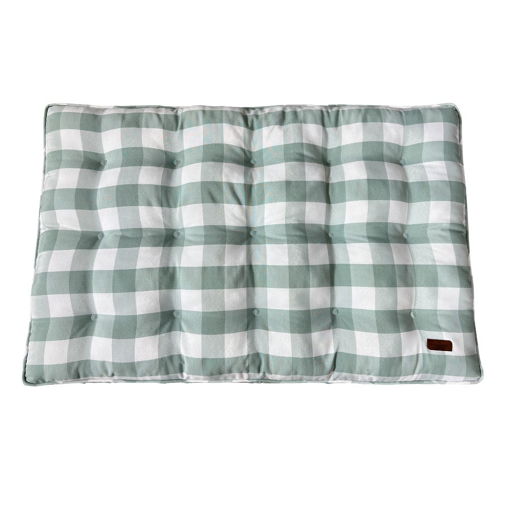 Luxury Dog Crate Mattress, Green Buffalo Check