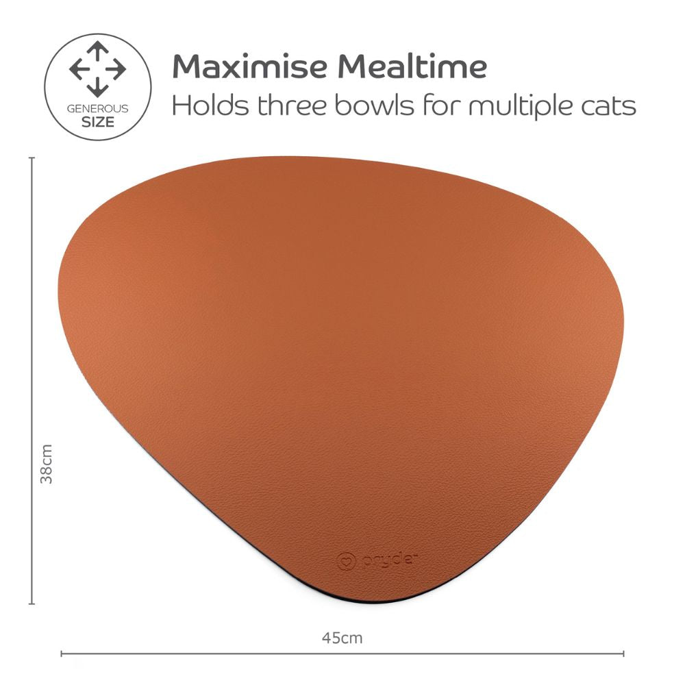Reversible Cat and Dog Food Mat, Chestnut-Navy
