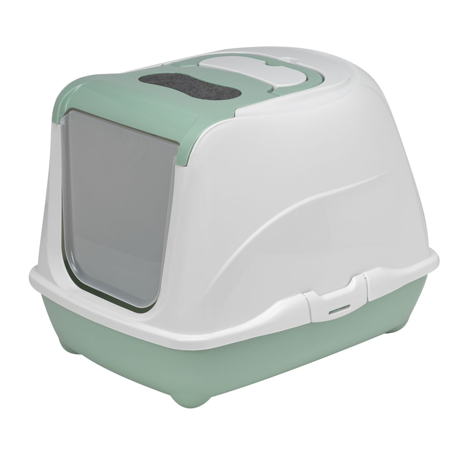Moderna Flip Cat Enclosed Cat Litter Box, Soft Green