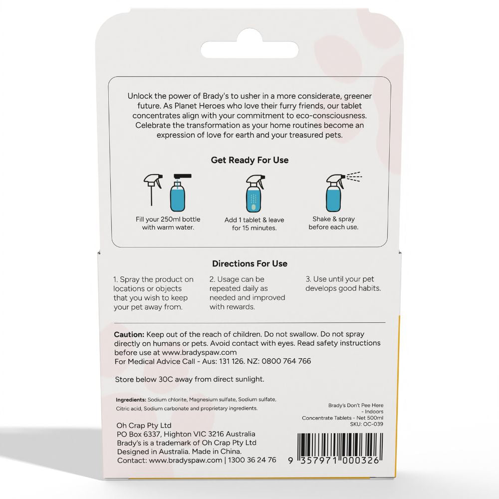 Brady's Don't Pee Here Spray Tablet for Dogs