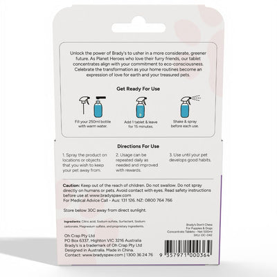 Brady's Don't Chew Spray Tablet for Puppies & Dogs