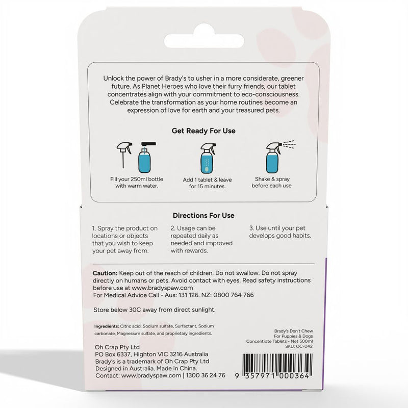 Brady's Don't Chew Spray Tablet for Puppies & Dogs