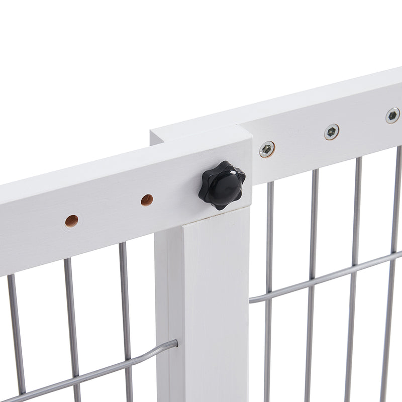 Freestanding Retractable Wooden Dog Barrier with Gate Modern Pets