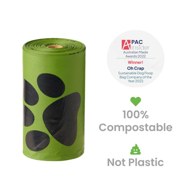 Oh Crap Dog Poop Bags, Non-Plastic & Compostable, 4-Pack (60 Bags)
