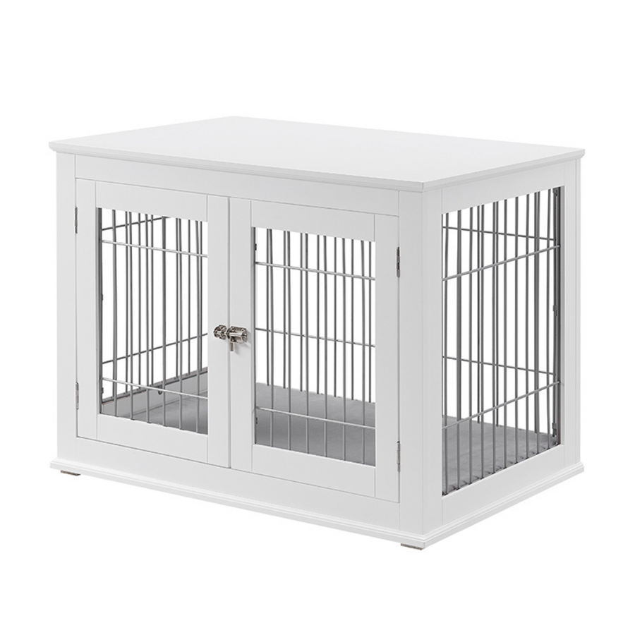 Solid Top Wooden Dog Crate, White