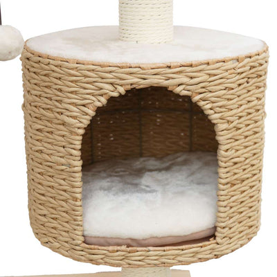 Premium Solid Wood and Natural Wicker Cat Tree