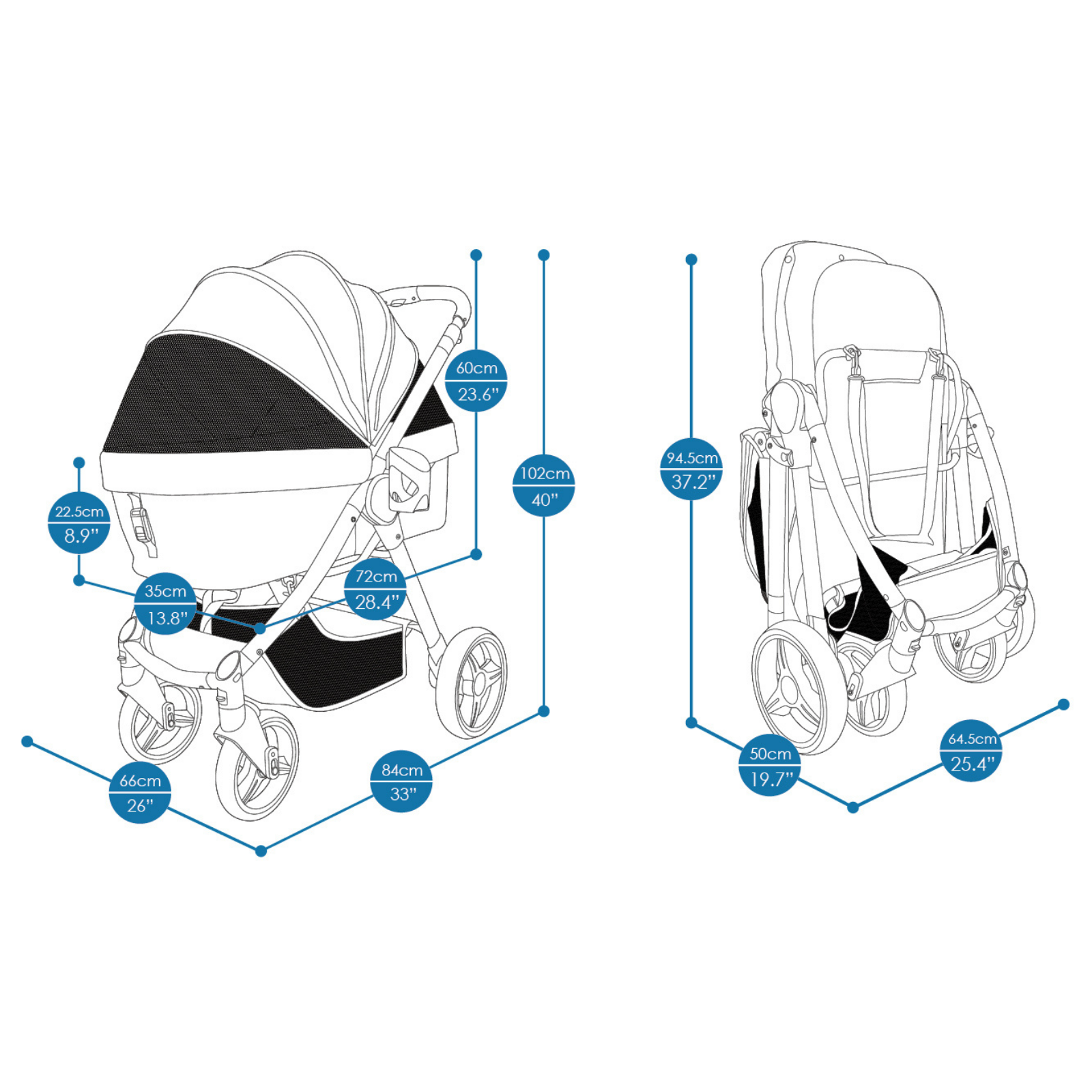 Ibiyaya Retro Luxe Pet Stroller for Cats & Dogs, Soft Sage