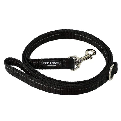 Tre Ponti Reflective Dog Leash, Black