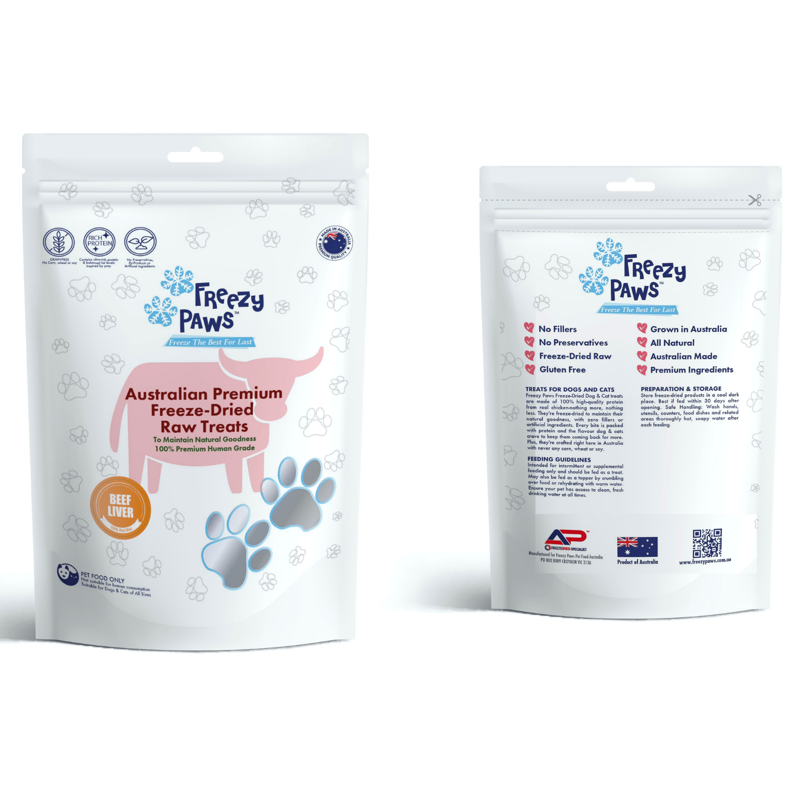 Freezy Paws Pet Treats Premium Human Grade Freeze-Dried Raw Pet Treats, Beef Liver 100g