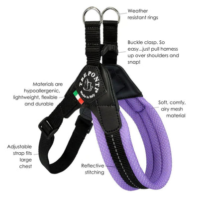 Tre Ponti Mesh Adjustable Girth Easy Fit Pet Harness, Black