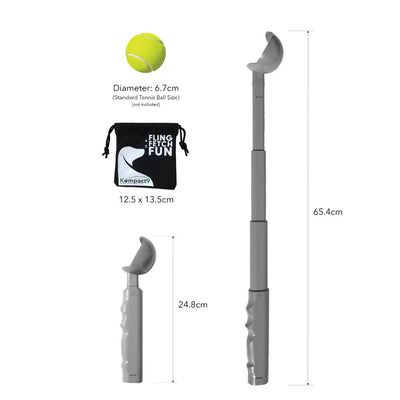 Kompact9 Retractable Dog Ball Thrower, Grey