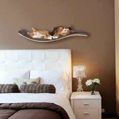Chill Deluxe Wooden Cat Shelf, Maple - Dark Grey
