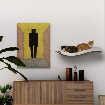 Chill Deluxe Wooden Cat Shelf, Walnut - Fluffy Sand
