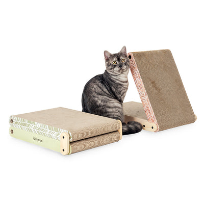 Ibiyaya Fold-Out Cardboard Cat Scratcher, Sage