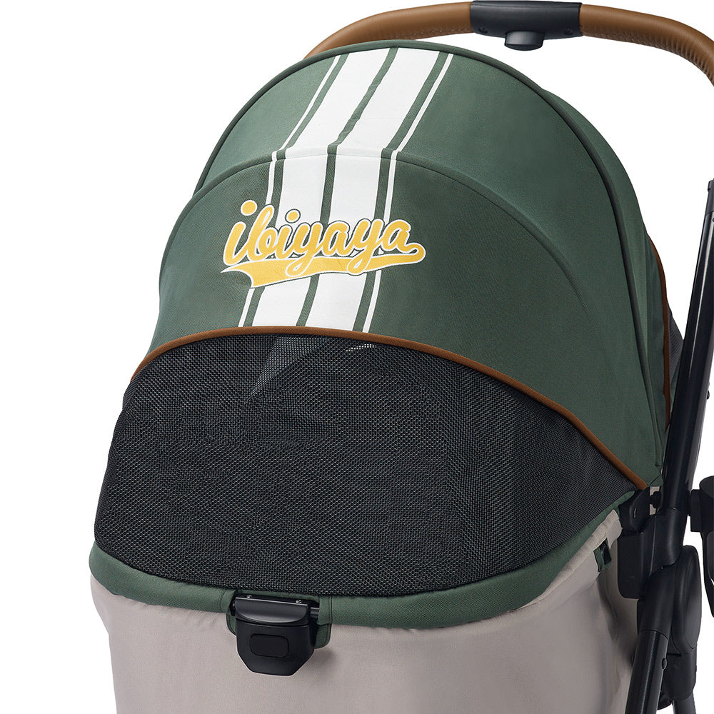 Ibiyaya Retro Luxe Pet Stroller for Cats & Dogs, Soft Sage