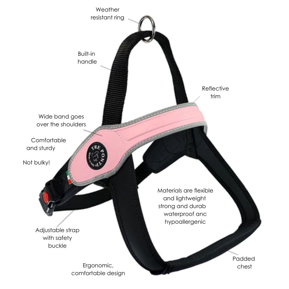 Tre Ponti Primo Adjustable Step In Dog Harness, Black