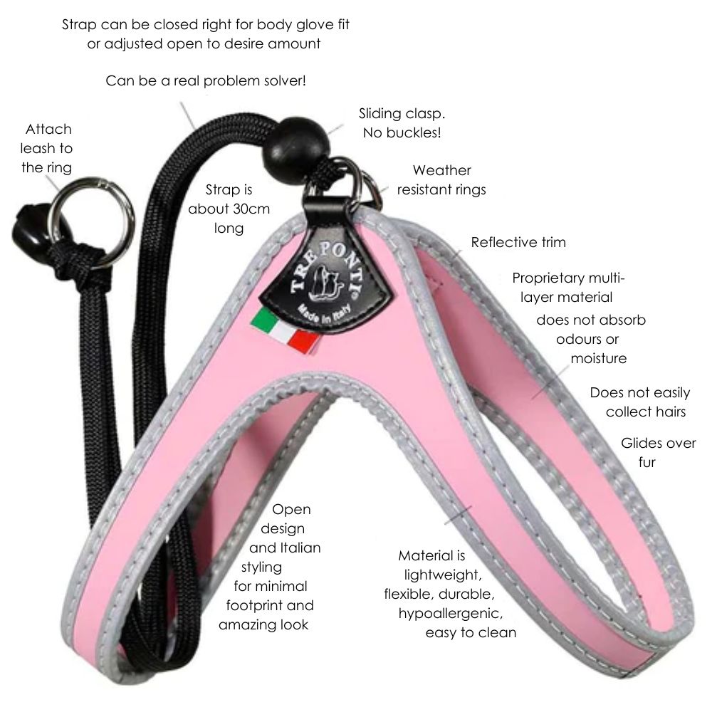 Tre Ponti Genesis Adjustable Step In Harness For Dogs And Cats, Black