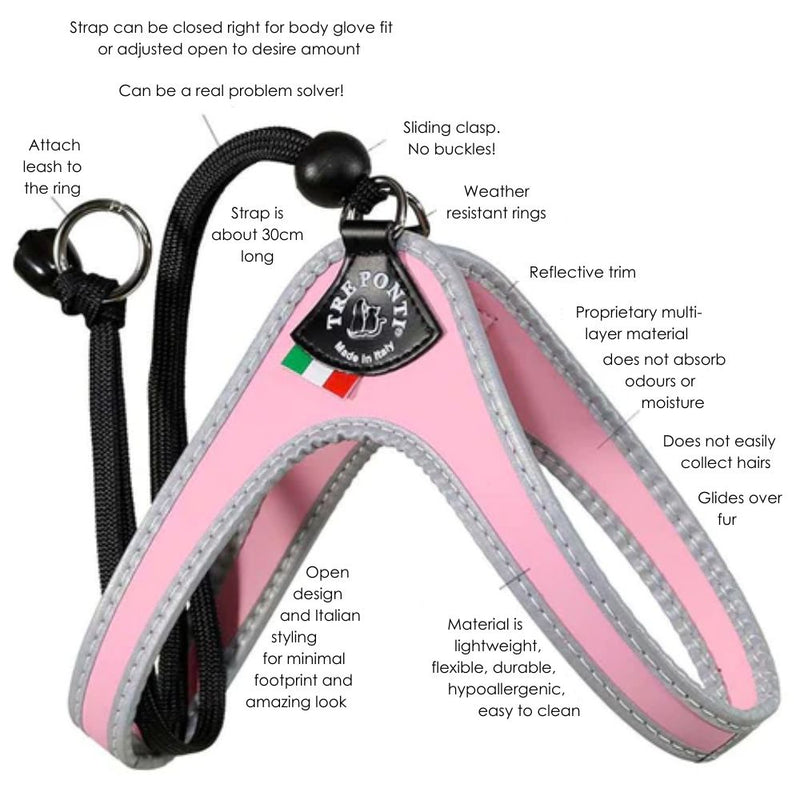 Tre Ponti Genesis Adjustable Step In Harness For Dogs And Cats, Pink